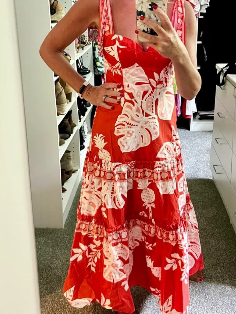 Farm Rio Lace Monstera Red Mididress - Picture 2 of 5
